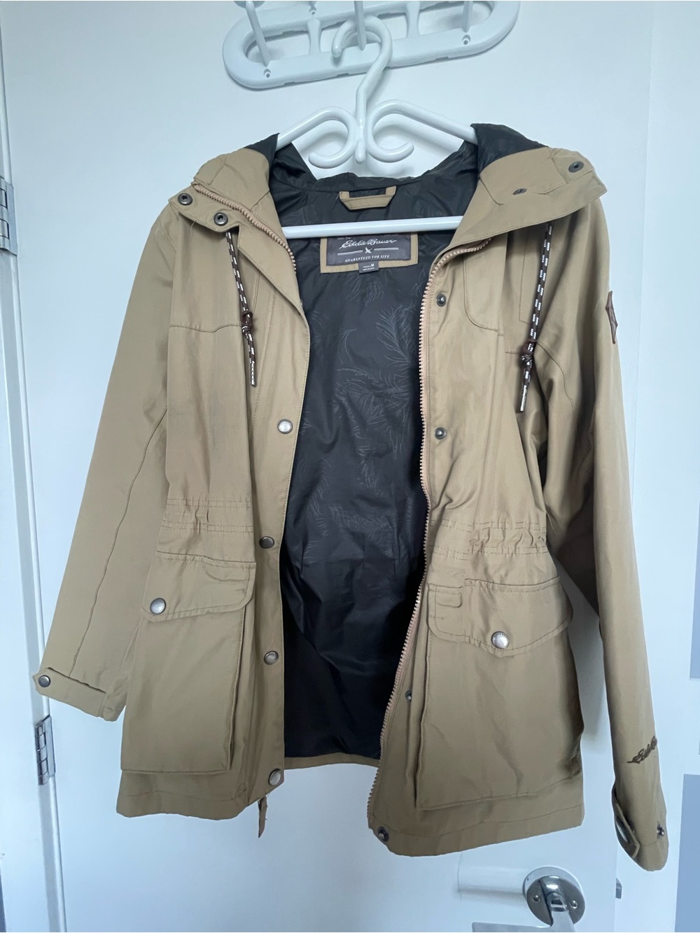 Eddie Bauer Hooded Raincoat Jacket - Tan